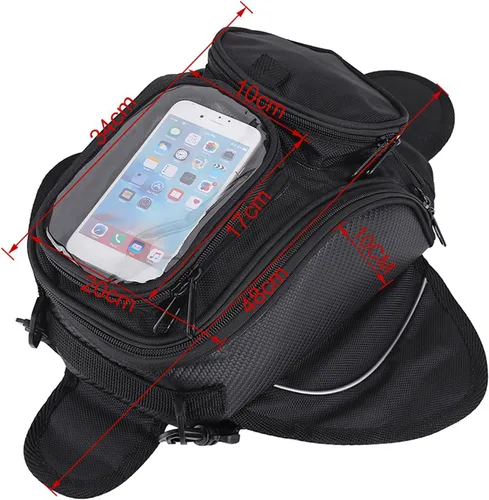 Miniatura 3 de Negro Universal Motocicleta Motocicleta Montar Fuerte Magnético Impermeable Aceite Tanque de Combustible Bolsa