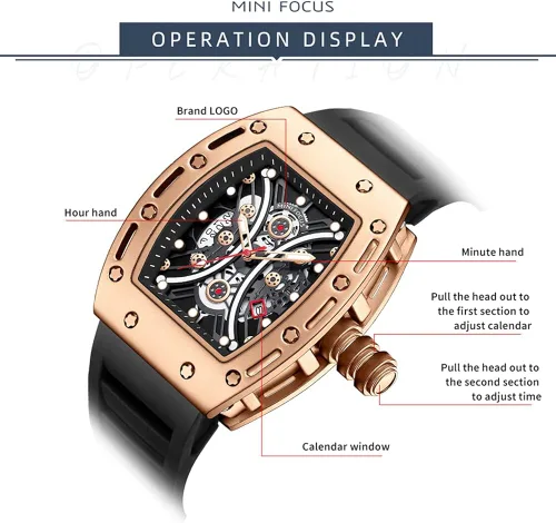 Miniatura 7 de MF MINI FOCUS Watch Wristwatch Fashion Hollow Big Dial Luminous Waterproof Sport Analog Quartz Business Mens Watches Silicon Strap Dress Watch
