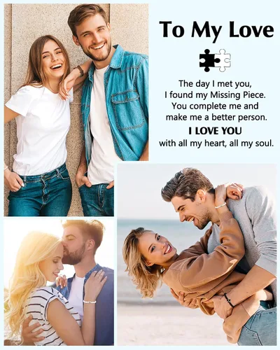 Miniatura 6 de UNGENT THEM You Are My Missing Piece of The Puzzle – Pulseras para parejas, aniversario, Navidad, I Love You, regalos más dulces del día de San