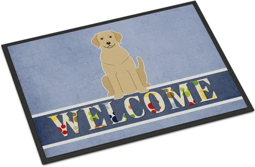Caroline's Treasures BB5636MAT - Tapete de bienvenida de 18 x 27 pulgadas, color amarillo, para interiores y exteriores, para entrada, Labrador