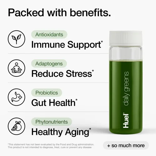 Miniatura 3 de Huel Daily Greens de una sola porción Polvo de superalimento verde 91 vitaminas, minerales e ingredientes de origen integral Adaptógenos