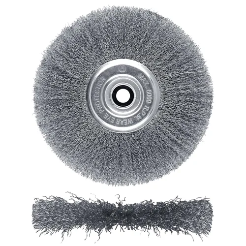 ZORUNNA cepillo de alambre de 8 pulgadas para amoladora de banco - cepillo de alambre rizado fino con eje de 1/2" y 5/8" (tamaño de alambre de 0.012