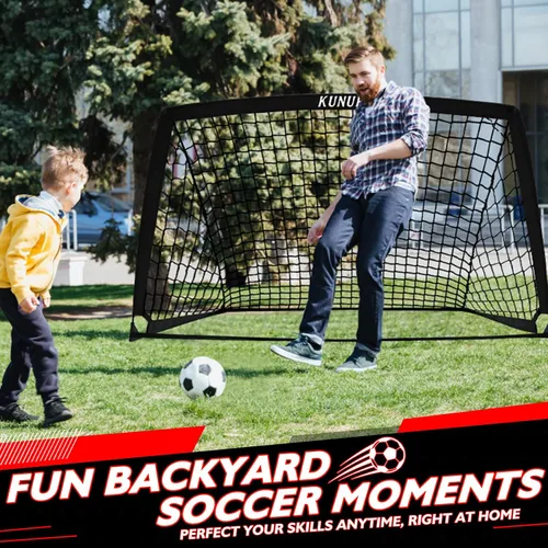 Miniatura 2 de Portería de fútbol portátil de 5 x 3, 6 x 4, 9 x 5 pies, para patio trasero, red de práctica de fútbol plegable con bolsa de transporte para niños