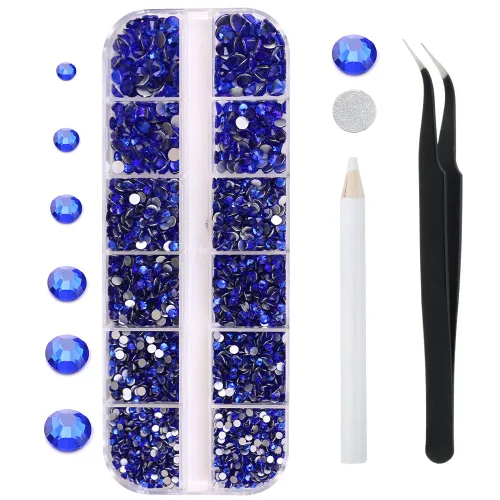 Miniatura 19 de 3792 diamantes de imitación con parte trasera plana para manualidades, piedras preciosas de cristal para uñas, diamantes de imitación brillantes