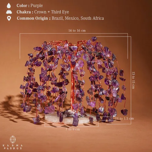 Miniatura 3 de Árbol de la vida de cristal de amatista curativos de chakras, árboles bonsái de Feng Shui para energía positiva, dinero, buena suerte, árbol