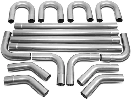 Miniatura 13 de DNA Motoring ZTL-25SS 16 piezas de tubo de escape personalizado de acero inoxidable de 2.5 pulgadas, kit de tubo de escape recto y U-Bend, ajuste