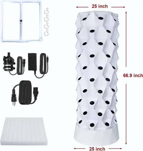 Miniatura 7 de Sistema de cultivo de torre hidropónica, equipo de granja hidropónico para hierbas, frutas y verduras de interior con adaptador de temporizador