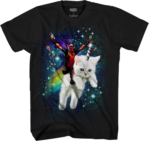 Miniatura 5 de Marvel Deadpool Space Trip Unicorn Kitty - Camiseta para adulto