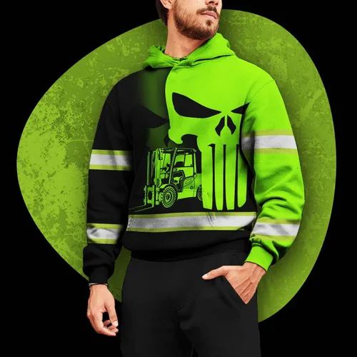 Miniatura 2 de Sudadera con capucha de alta visibilidad para hombres - Colección de trabajos con nombre personalizado Clase 3 Ropa de trabajo reflectante