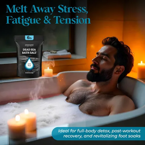 Miniatura 4 de Aromasong Baño de sal del mar muerto remojo 6 libras. Paquete a granel – Sales del Mar Muerto 100% naturales para remojar, relajar y desintoxicar