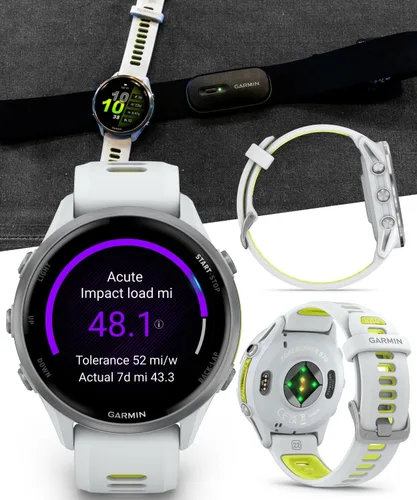 Miniatura 4 de Garmin Forerunner 955, reloj inteligente para correr con GPS, adaptado a triatletas, batería de larga duración, Whitestone con auriculares blancos