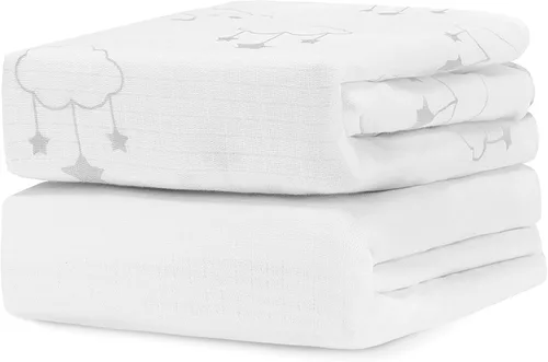 Newton Baby Sábana bajera ajustable para cuna (paquete de 2) - Ultra transpirable y suave, algodón orgánico, se adapta a todas las cunas estándar,