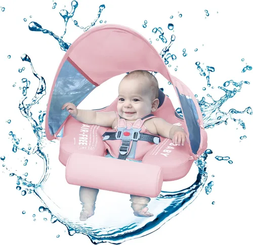 Miniatura 9 de Mambobaby - Flotador de natación para bebé con toldo y cola, flotador de piscina infantil no inflable con material agradable a la piel para bebés
