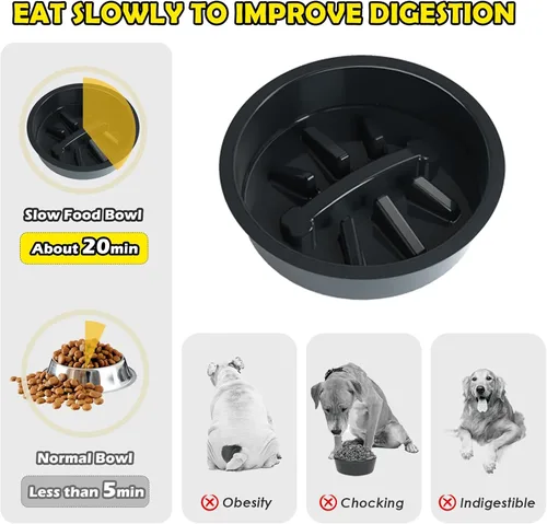Miniatura 6 de Soporte elevado para perros medianos y grandes con comedero lento y tapete, altura ajustable de 3.9, 5.5, 7.1, 8.7, 10.2, 11.8 pulgadas, comederos