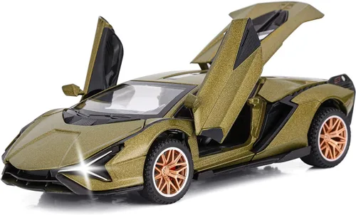 SASBSC Coches de juguete Lamb para niños Sian Modelo de coche de metal fundido a presión con luz y sonido Fkp3 Coche de juguete tirando hacia atrás