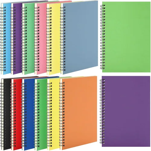 Miniatura 12 de Leelosp 12 cuadernos pequeños en espiral forrados en espiral, cuaderno con rayas universitarias, cubierta de papel kraft encuadernado con alambre