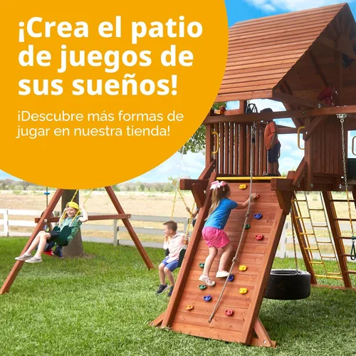 Miniatura 8 de Jungle Gym Kingdom Juegos de columpios para patio trasero, barras trepadoras y accesorios de columpios, el juego incluye barra de columpio de Verde