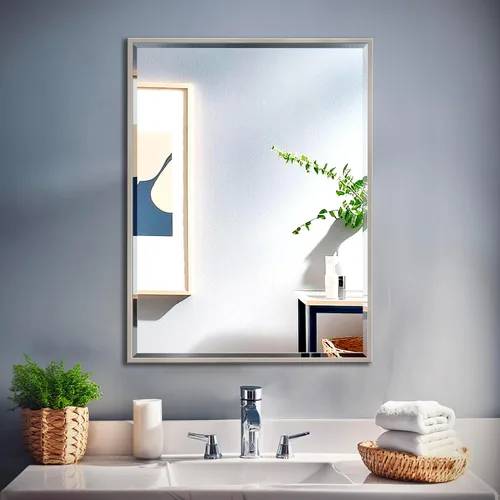 Miniatura 16 de Gatco Espejo de pared de baño 1820, 28 pulgadas de alto x 21 pulgadas de ancho, espejo moderno para sala de estar, tocador, diseño delgado, espejo