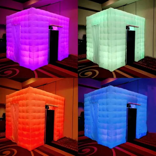 Miniatura 8 de Cabina de fotos inflable (negro, dos puertas, 8.2 x 8.2 x 8.2 pies), cabina de fotos LED inflable portátil con soplador de aire interior, ideal