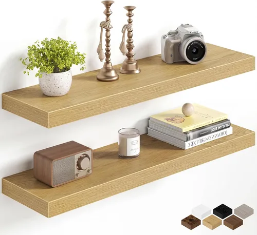 Miniatura 56 de Fun Memories Estantes flotantes de 16 pulgadas para pared, estantes de 8 pulgadas de profundidad para baño, dormitorio, cocina, montaje en pared