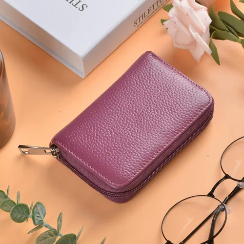 Miniatura 2 de Easyoulife billetera para tarjetas de crédito de cuero auténtico con espacio para 26 tarjetas