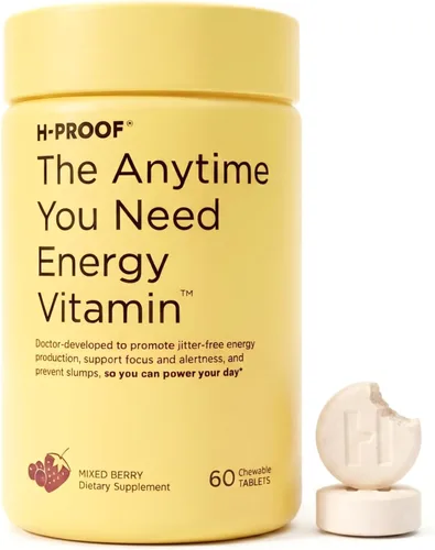 H-PROOF La vitamina energética en cualquier momento que necesites para una energía sostenida, concentración y alerta con cafeína sin nerviosismo, 60