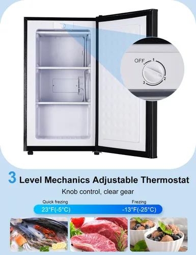 Miniatura 7 de Congelador vertical de 3.2 pies cúbicos Mini Congelador con Puerta Reversible - Congelador Vertical con Termostato Ajustable de 3 Niveles