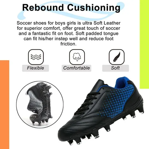 Miniatura 5 de LIZRHA Zapatos de fútbol para niños y niñas, tacos de fútbol para niños y niñas, zapatos de fútbol atléticos para exteriores, zapatos de fútbol