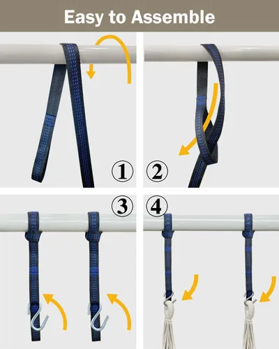 Miniatura 5 de Halalona Silla Hamaca Colgante Silla Hamaca Colgante Columpio de Cuerda 2 Cojines Incluidos - Hamaca Columpio Resistente y Duradera de Algodón Suave