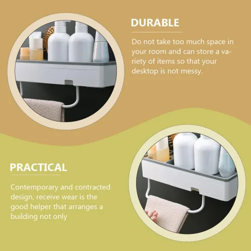 Miniatura 4 de Estante de esquina para ducha, baño, estantes flotantes, soporte para toallas de baño, estantes ajustables, riel para colgar en la pared