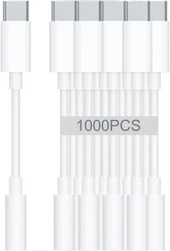 Miniatura 12 de Adaptador de auriculares de audio USB-C a 0.138 in – Paquete de 2 dongle de alta resolución con micrófono y control de volumen – Cable tejido tipo C