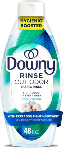 Downy Rinse - Removedor de olores de lavandería, aroma de algodón fresco, suavizante de tela y enjuague para eliminar olores de lavandería, combate