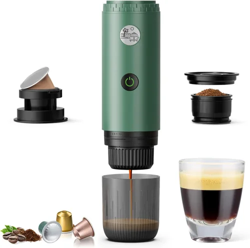 RECAFIMIL Máquina de Espresso Eléctrica Portátil, Cafetera de Viaje para Camping, Cafetera de Auto con Autocalentamiento con USB-C, Con Café Molido