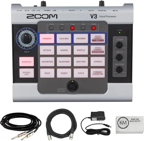 Miniatura 10 de Zoom Procesador V3 Vocal para transmisión y rendimiento en vivo con armonía, corrección de tono, reverberación y retardo, 16 efectos de estudio