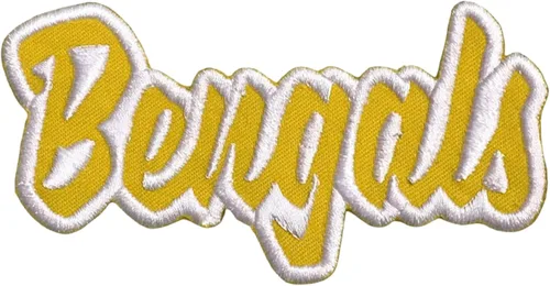 Miniatura 7 de Bengals, espíritu escolar, bordado, parche para planchar (2 x 4 pulgadas) Bengals (purpurina negra/contorno blanco)
