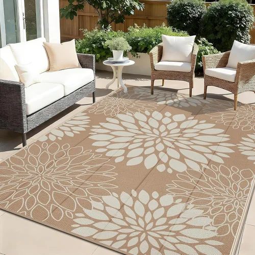 Miniatura 27 de Ileading Alfombra impermeable para exteriores de 5 x 8 pies, reversible, de paja de plástico, portátil, para interiores y exteriores, caravana