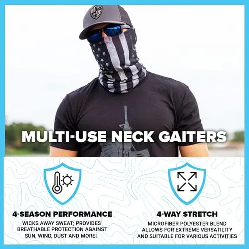 Miniatura 3 de S A Company 5 Pack UV Face Shield Multipurpose Protector Neck Gaiter Elastic Face Mask Patriotic Design for Men and Women