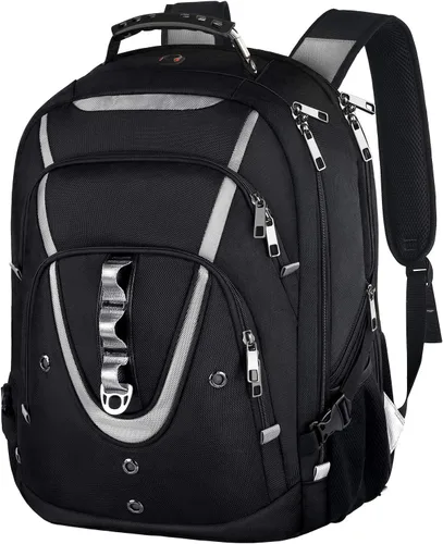 Miniatura 9 de Mochila para portátil de 18.4" para hombres, mochila extra grande de 55L-60L para laptops de juegos con puerto de cargador USB, aprobada para vuelos