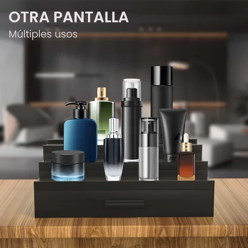 Miniatura 6 de Sephyroth Organizador de colonia para hombre, 3 niveles, estante elevado de exhibición de colonia con cajón, organización de perfumes y elevadores