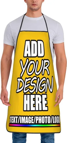 Miniatura 20 de Delantal personalizado personalizado para añadir nombre, foto, texto, logotipo, cocina ajustable para cocinero para hombres y mujeres