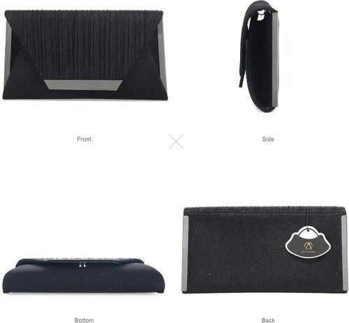 Miniatura 4 de AO ALI VICTORY Bolsos de mano con purpurina para mujer, bolsos de noche, embragues con solapa, sobre bolsos, bolsos grandes para bodas, fiestas