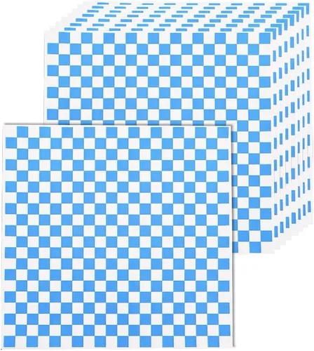 100 piezas de papel sándwich Oktoberfest Deli papel a cuadros azul y blanco para el Oktoberfest para envolver alimentos resistentes a la grasa para