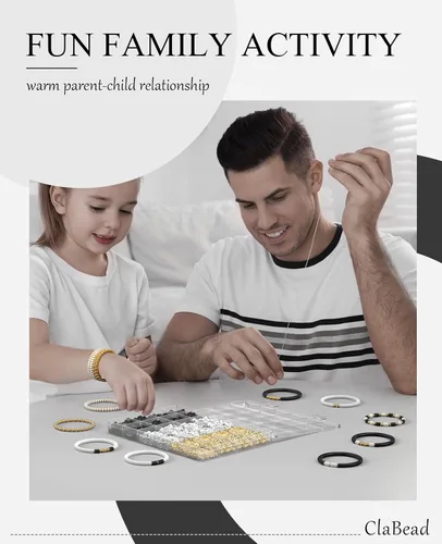 Miniatura 2 de Kit de Fabricación de Pulseras ClaBead para Niños 3200 Piezas, Kit de Pulseras de Cuentas de Arcilla con Cuentas Doradas y Flor Dorada, Kit