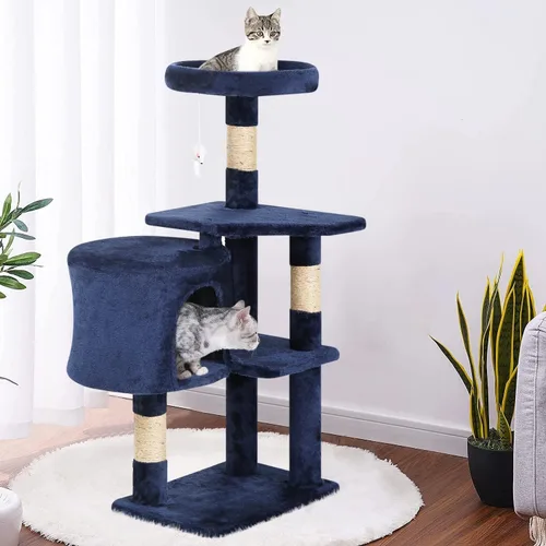 Miniatura 16 de Árbol para gatos resistente con torre de 70 pulgadas de alto, 3 perchas y 2 condominios acogedores, poste de sisal y escaleras para gatos grandes