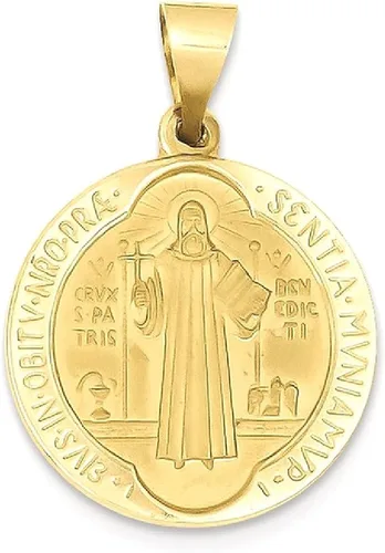 Miniatura 10 de Collar con dije de medalla de San Benito de oro amarillo de 14 quilates joyería fina religiosa Sared de Jesús regalos para mujer
