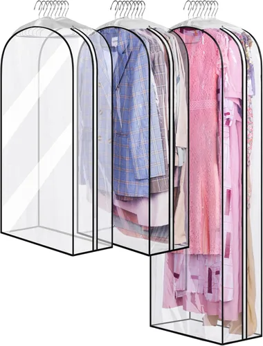 Miniatura 8 de MISSLO Bolsas de ropa transparentes de 32 pulgadas para colgar ropa, bolsas de traje reforzadas de 10 pulgadas para almacenamiento de armario, funda