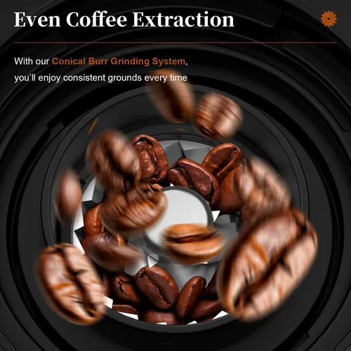 Miniatura 3 de Wancle Molinillo de café cónico eléctrico – Molinillo de café automático compacto de 200 W con 25 ajustes ajustables, molinillo de café expreso
