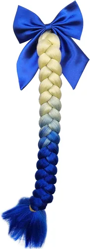 Miniatura 12 de Casco de coletas degradadas con rampa de trenzas para cola de caballo con ventosa con lazo o rosa para moto, 1 unidad de 24 pulgadas, muchos