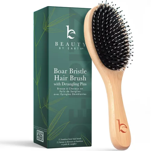 Miniatura 11 de Cepillo de cerdas de jabalí para mujeres y hombres, cepillo de pelo natural 100% cerdas suaves de jabalí para cabello fino y delgado