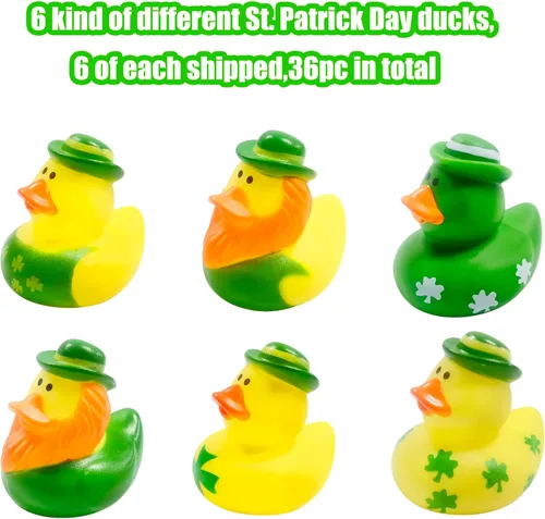 Miniatura 3 de 27 piezas de patos de goma para el día de San Patricio, accesorios para baby shower, mini patitos de 2.16 pulgadas, juguetes de baño para niños